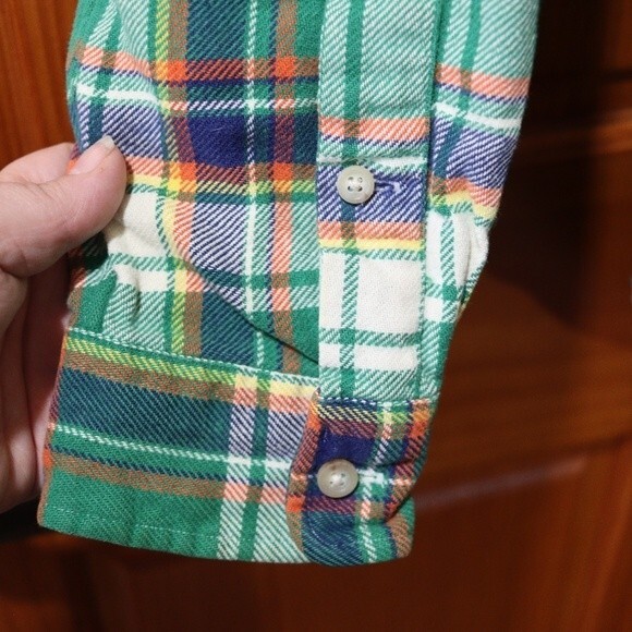 Ralph Lauren Thick Green Plaid Button Down Classic Fit Shirt Medium Cotton - Picture 5 of 11